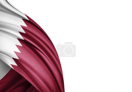Foto de Bandera de Qatar de seda-3D ilustración - Imagen libre de derechos
