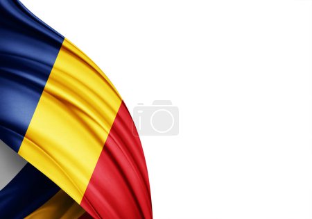 Téléchargez les photos : Romania flag of silk-3D illustration - en image libre de droit