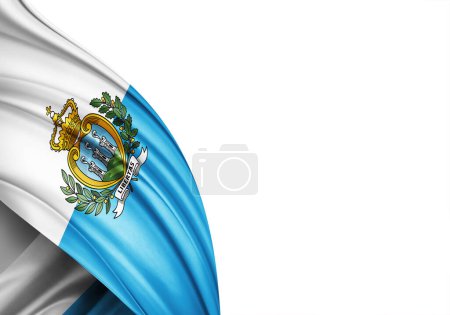 Téléchargez les photos : San Marino flag of silk-3D illustration - en image libre de droit