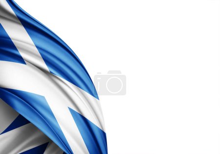 Téléchargez les photos : Scotland flag of silk-3D illustration - en image libre de droit
