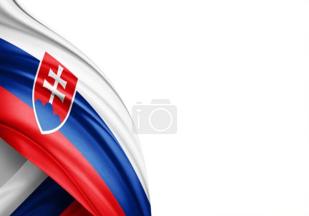 Foto de Slovakia flag of silk-3D illustration - Imagen libre de derechos