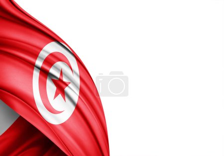 Téléchargez les photos : Tunisia flag of silk-3D illustration - en image libre de droit