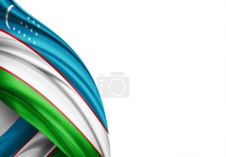 Téléchargez les photos : Uzbekistan flag of silk-3D illustration - en image libre de droit