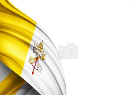 Téléchargez les photos : Vatican City flag of silk-3D illustration - en image libre de droit