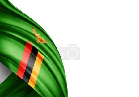 Téléchargez les photos : Zambia flag of silk-3D illustration - en image libre de droit