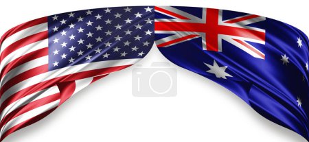 Photo for American and Australia flags of silk with copyspace for your text or images and white background - Royalty Free Image