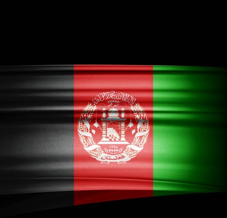 Foto de Bandera de seda de Afganistán. Fondo negro - Imagen libre de derechos
