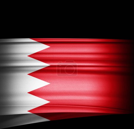 Foto de Bandera de seda de Bahréin. Fondo negro - Imagen libre de derechos
