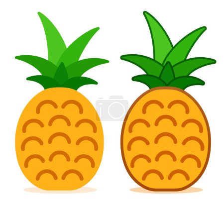 Téléchargez les photos : Ananas illustration plat design icône dessin animé - en image libre de droit
