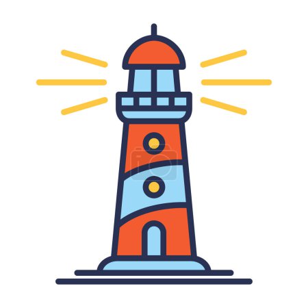 Téléchargez les photos : Illustration du phare ou de l'icône de couleur nautique - en image libre de droit