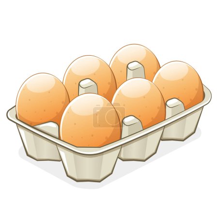 Ilustración de la caja de huevos sobre fondo blanco