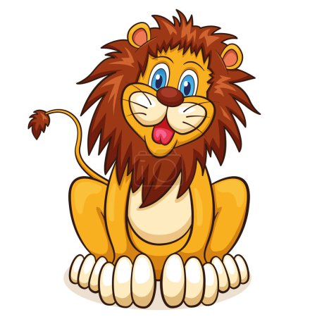 Téléchargez les illustrations : Illustration de dessin animé lion sur fond blanc - en licence libre de droit