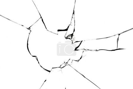Photo for Cracks of broken glass, texture isolated on white background. Broken window concept for design - Royalty Free Image