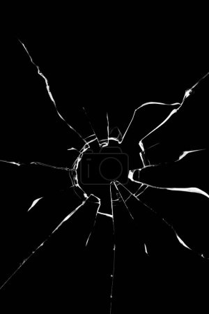 Photo for Texture of cracks of broken glass on a black background - Royalty Free Image