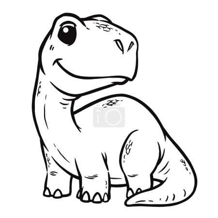 Ilustración de Vector illustration of Cartoon dinosaur, Brontosaurus, Coloring book for kids - Imagen libre de derechos