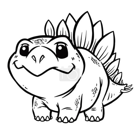 Ilustración de Vector illustration of Cartoon dinosaur, Stegosaurus, Coloring book for kids - Imagen libre de derechos