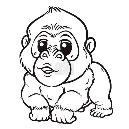 Ilustración de Ilustración vectorial de dibujos animados de gorila - Libro para colorear para niños - Imagen libre de derechos