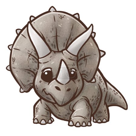 Ilustración de Vector illustration of Cartoon dinosaur, Triceratops - Imagen libre de derechos
