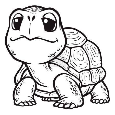 Téléchargez les illustrations : Vector illustration of Cartoon tortoise - Coloring book for kids - en licence libre de droit