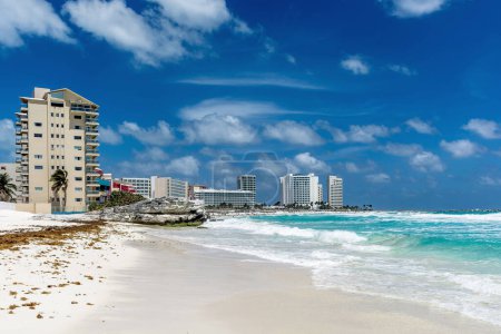 Mexico Cancun, beautiful Caribbean coast, seascape with turquoise water.