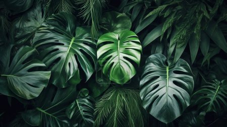 Photo for Tropical plant leaves background image, direct view - Royalty Free Image