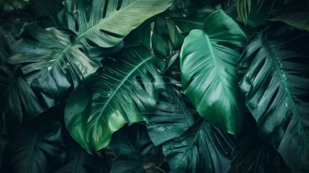 Foto de Planta tropical hojas imagen de fondo, vista directa - Imagen libre de derechos