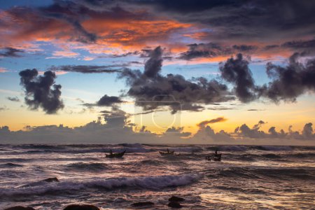 Photo for Beautiful sunset on the Indian Ocean coast on the island of Sri Lanka, Mirissa. - Royalty Free Image