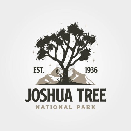 Téléchargez les illustrations : Joshua arbre vintage logo voyage vectoriel symbole illustration conception - en licence libre de droit