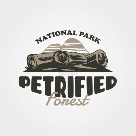 Téléchargez les illustrations : Illustration vectorielle de logo vintage forêt pétrifiée - en licence libre de droit