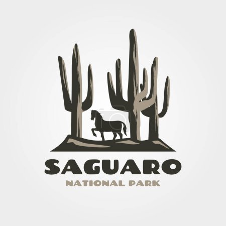 Téléchargez les illustrations : Saguaro vintage logo vectoriel symbole illustration design - en licence libre de droit