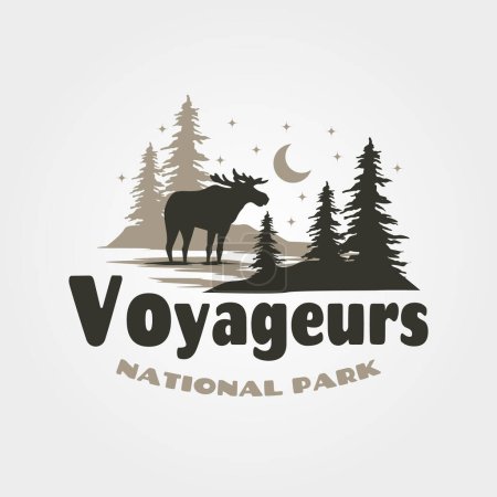 voyageurs national park with moose vector logo symbol illustration design