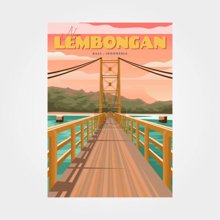 Illustration for Nusa lembongan bali travel poster vintage illustration design, bali poster design - Royalty Free Image