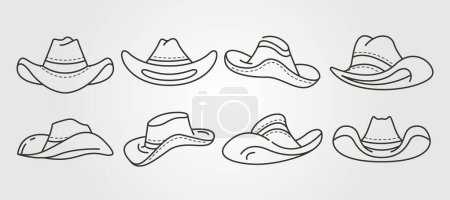 Ilustración de Conjunto de vaquero sombrero línea arte vector objeto ilustración diseño, vaquero sombrero colección diseño - Imagen libre de derechos