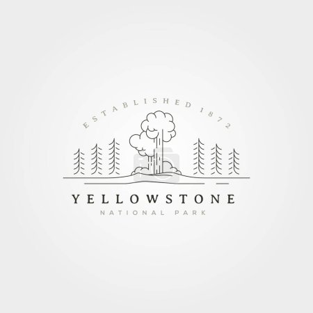 Yellowstone Linie Kunst Vektor Logo Illustration Design, Yellowstone minimales Design