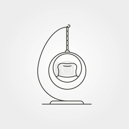 Illustration for Minimalist swing chair icon vector logo illustration design, round armchair hang on chain frame design - Royalty Free Image