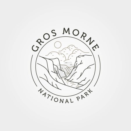 Ilustración de Diseño de ilustración de vectores de logotipo de línea de parque nacional gros morne, famoso diseño de parque nacional Canadá - Imagen libre de derechos
