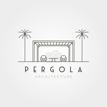vector de pérgola línea arte icono logotipo ilustración diseño, diseño de arquitectura minimalista