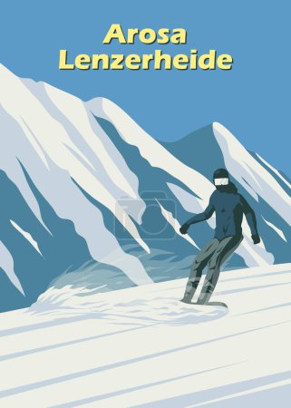 Téléchargez les illustrations : Arosa lenzerheide affiche snowboard vintage by lawoel illustration design - en licence libre de droit