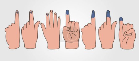 Satz von Wahlfarbenmarken-Vektor-Illustrationsdesign. Tintenzeichen nach dem Entwurf der Abstimmung zur Hand