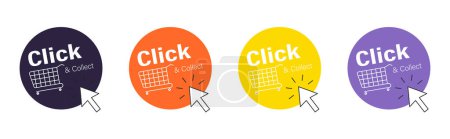 Illustration for Click and collect on speech bubbles set. - Royalty Free Image