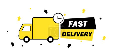Illustration for Free shipping delivery service badge. Fast time delivery order. Quick shipping delivery icon. - Royalty Free Image