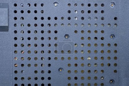 Photo for Black metal texture of iron grate with round holes in a ventilation - Royalty Free Image