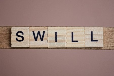 Photo for Gray word swill made of wooden square letters on brown background - Royalty Free Image