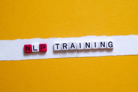 NLP training - word concept on cubes, text, letters