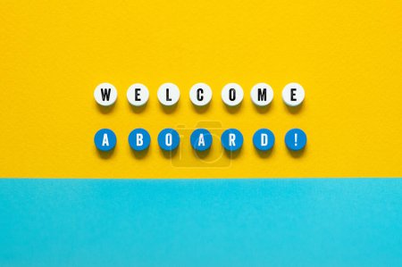 Photo for Welcome aboard - word concept on building blocks, text, letters - Royalty Free Image