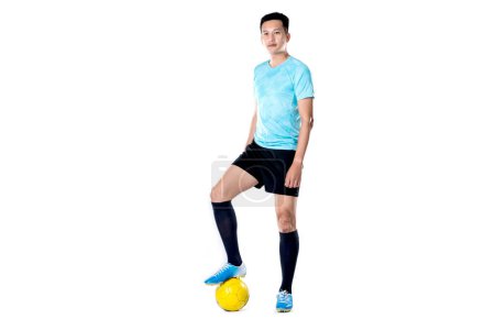 Photo for Soccer referee with Soccer ball isolated on white background. - Royalty Free Image