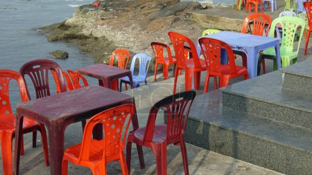 chairs of street kitchen on phu quoc island