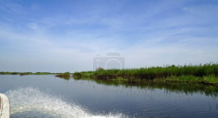 scenic landscape at the tonle sap river in cambodia