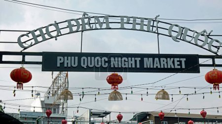 Photo for Phu Quoc, Vietnam - circa february 2024: cho dem night market sign - Royalty Free Image