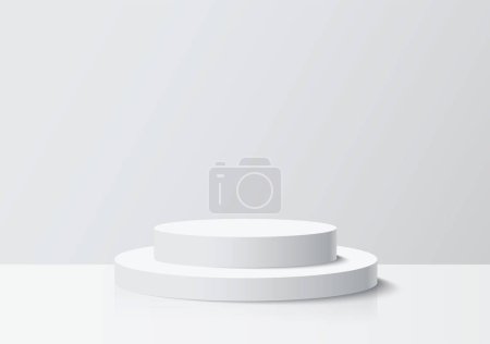 Illustration for White cylinder stage pedestal podium with background. Use for product display presentation, showcase, mock up. - Royalty Free Image